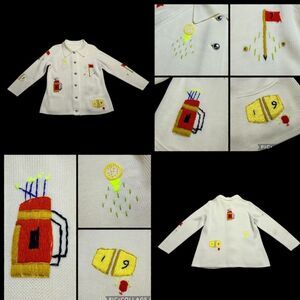 Vintage Dorce Leroy Knitwear Women’s Golf Sweater Cardigan Cream Embroidered M